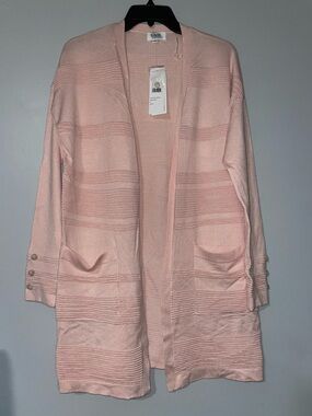 👛NWT Eleven Eleven Rose Smoke Open-Front Women's Cardigan Sweater